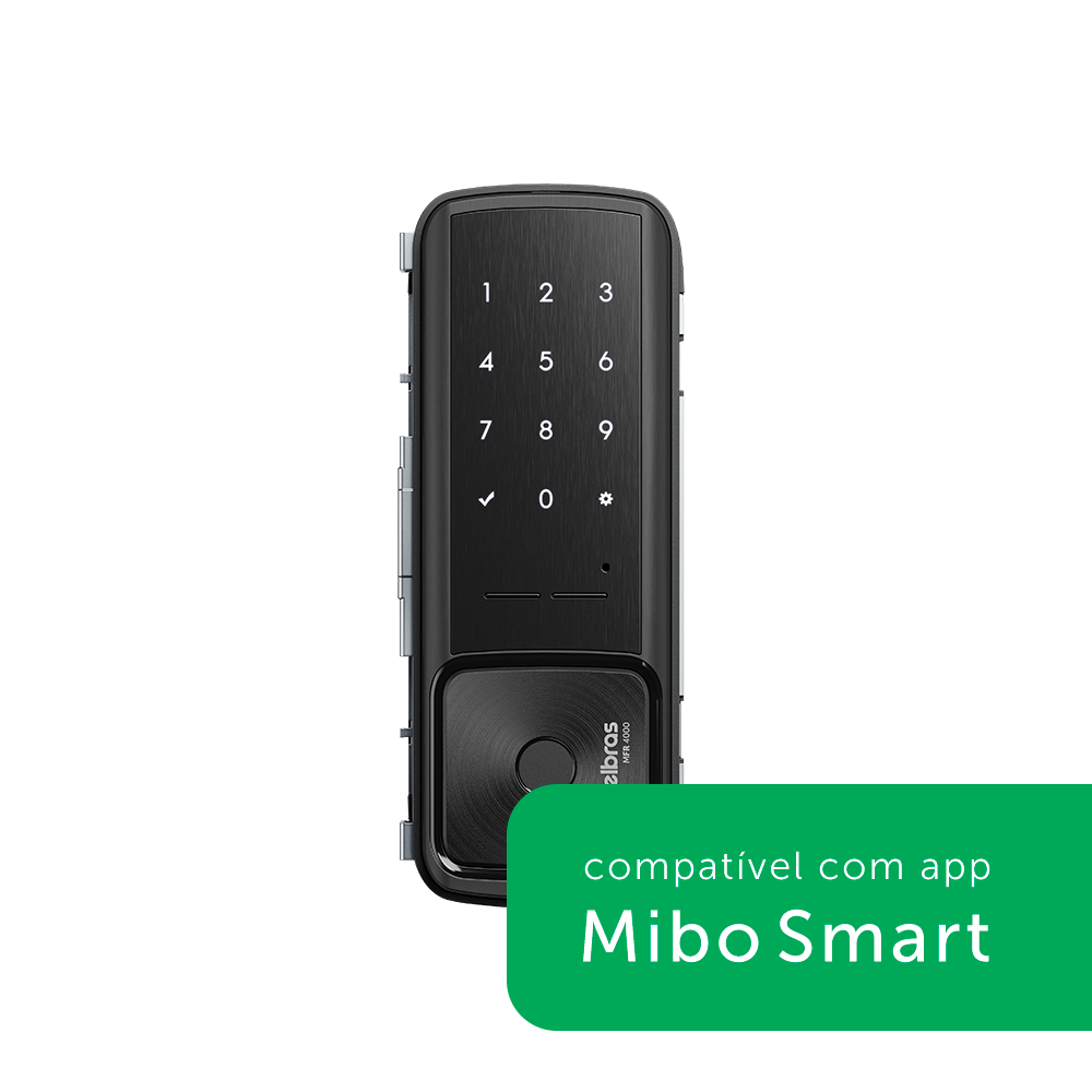 Fechadura Inteligente de Sobrepor Para Portas de Vidro MFR 4000 Preto Intelbras