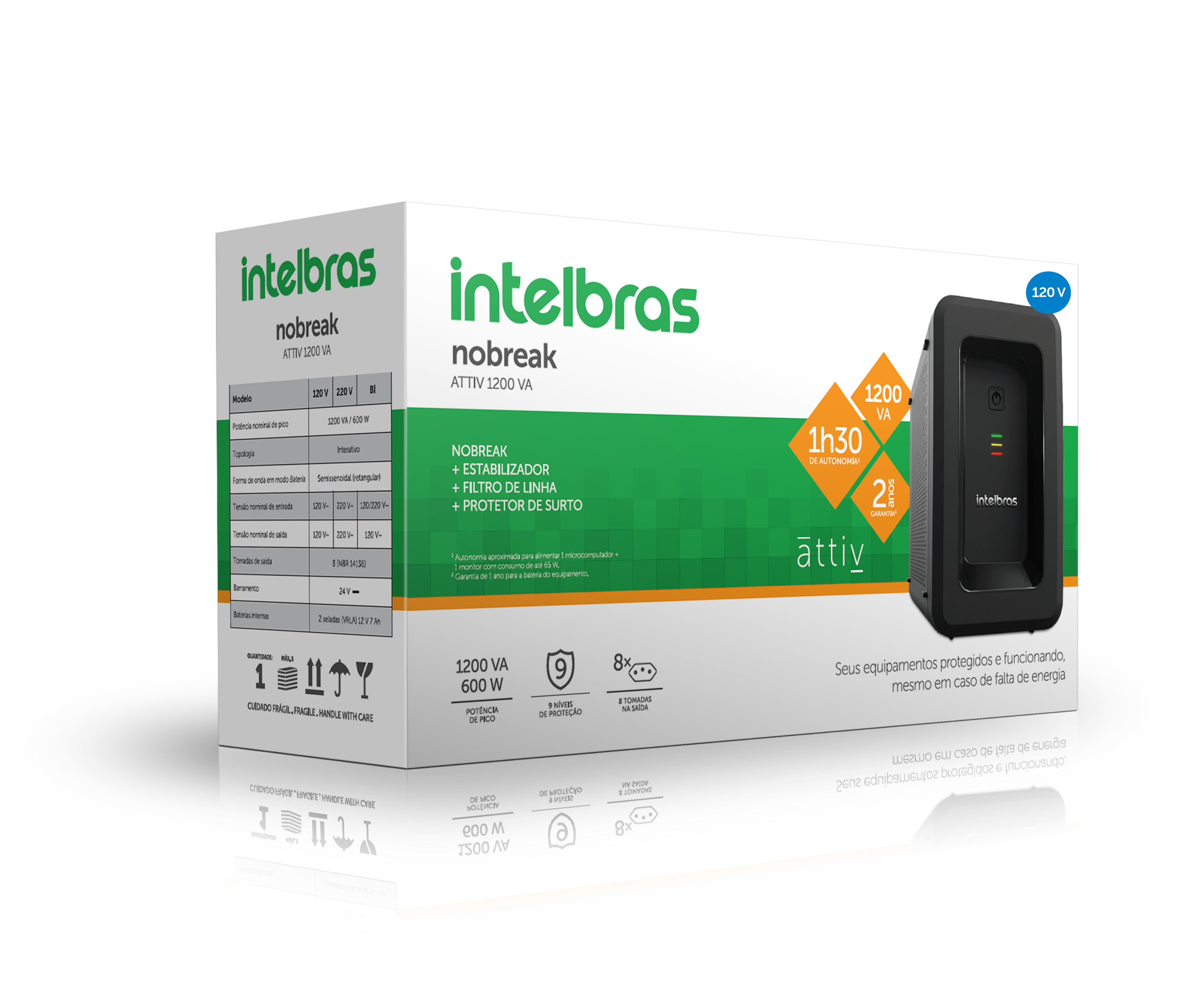 Nobreak Intelbras ATTIV Preto 1200VA Bivolt - Imagem 3