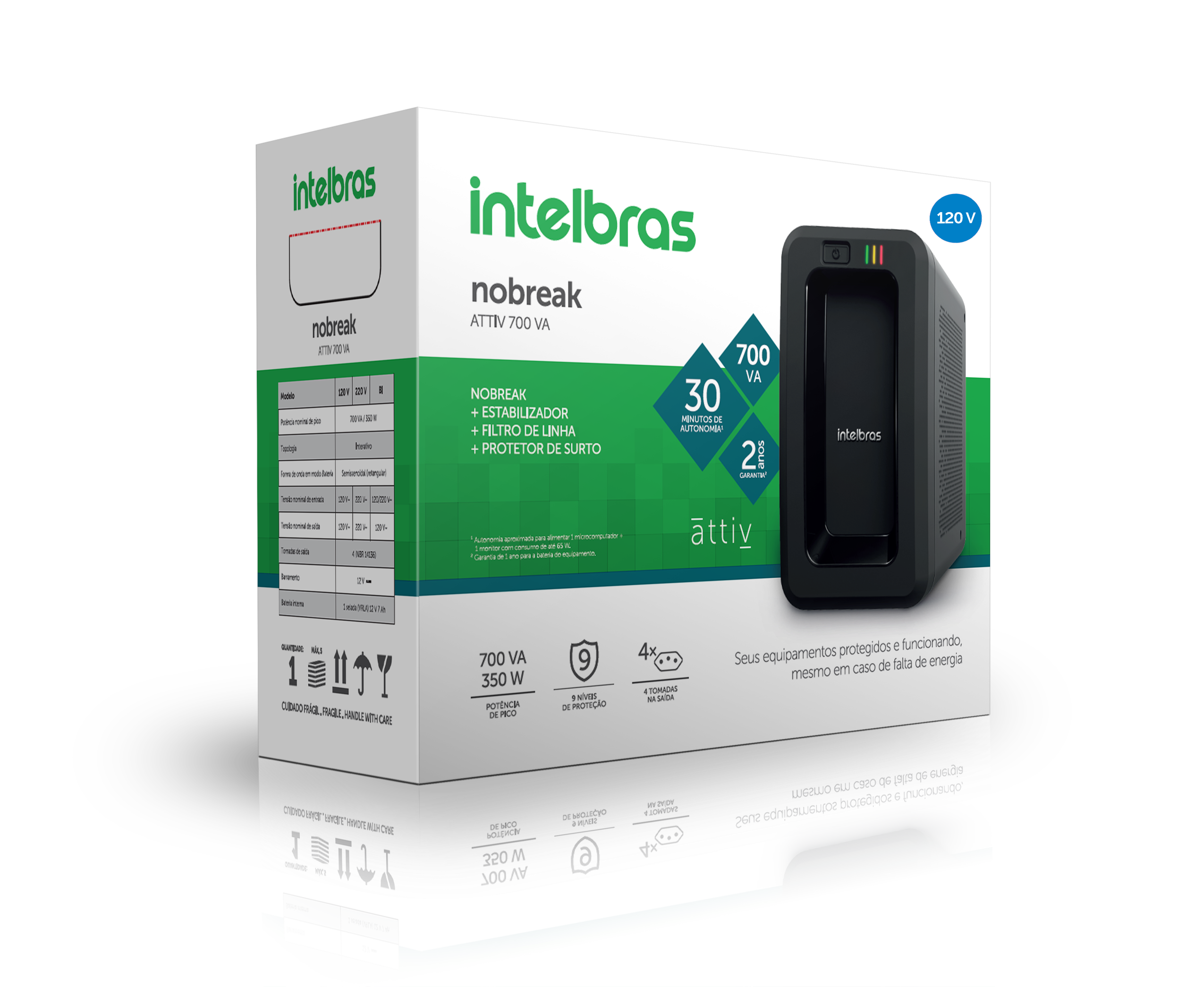 Nobreak Interativo ATTIV 700VA 120V Preto Intelbras - Imagem 6
