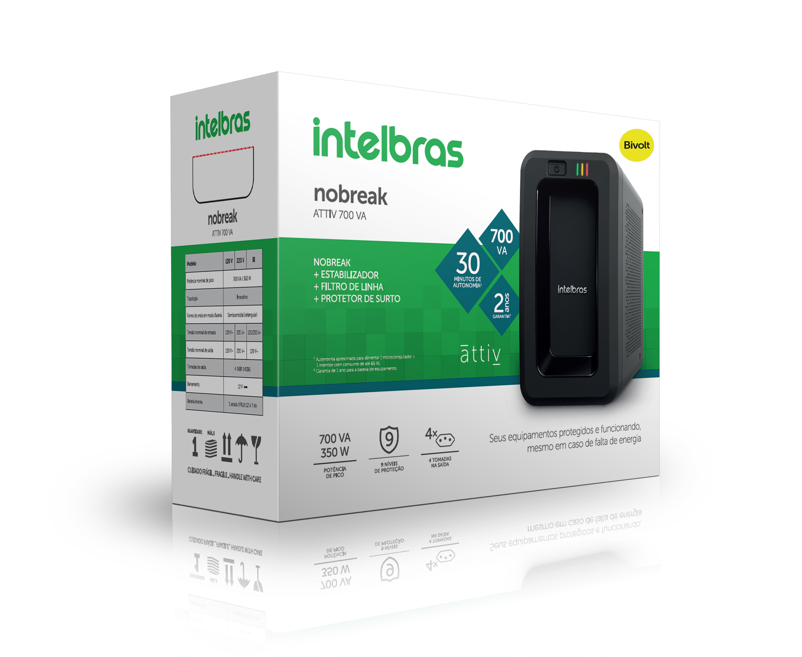 Nobreak Interativo ATTIV 700VA Bivolt Preto Intelbras - Imagem 6