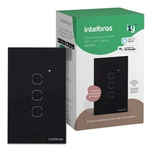 Interruptor Touch Inteligente Zigbee com 3 Teclas EZS 1003 Preto Intelbras - Imagem 3