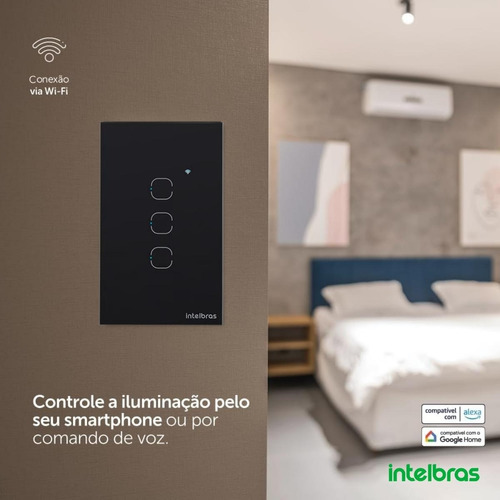 Interruptor Touch Inteligente Zigbee com 3 Teclas EZS 1003 Preto Intelbras - Imagem 5